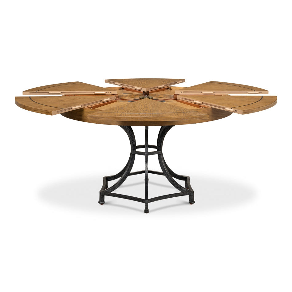 Sunset Jupe Dining Table-SARREID-SARREID-78-155-1-Dining TablesMedium-Heather Grey & Dark Hammered-2-France and Son