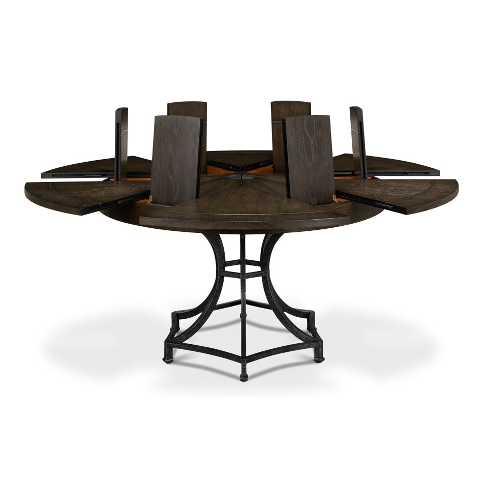 Sunset Jupe Dining Table-SARREID-SARREID-78-155-1-Dining TablesMedium-Heather Grey & Dark Hammered-7-France and Son