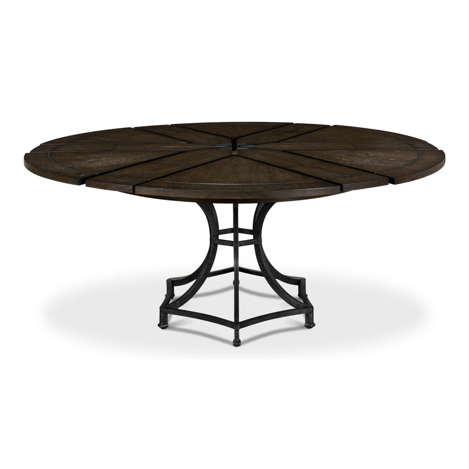 Sunset Jupe Dining Table-SARREID-SARREID-78-155-1-Dining TablesMedium-Heather Grey & Dark Hammered-6-France and Son