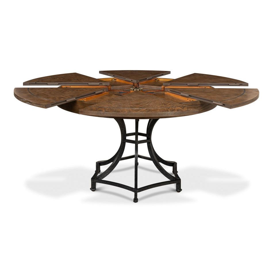 Sunset Jupe Dining Table-SARREID-SARREID-78-155-1-Dining TablesMedium-Heather Grey & Dark Hammered-10-France and Son