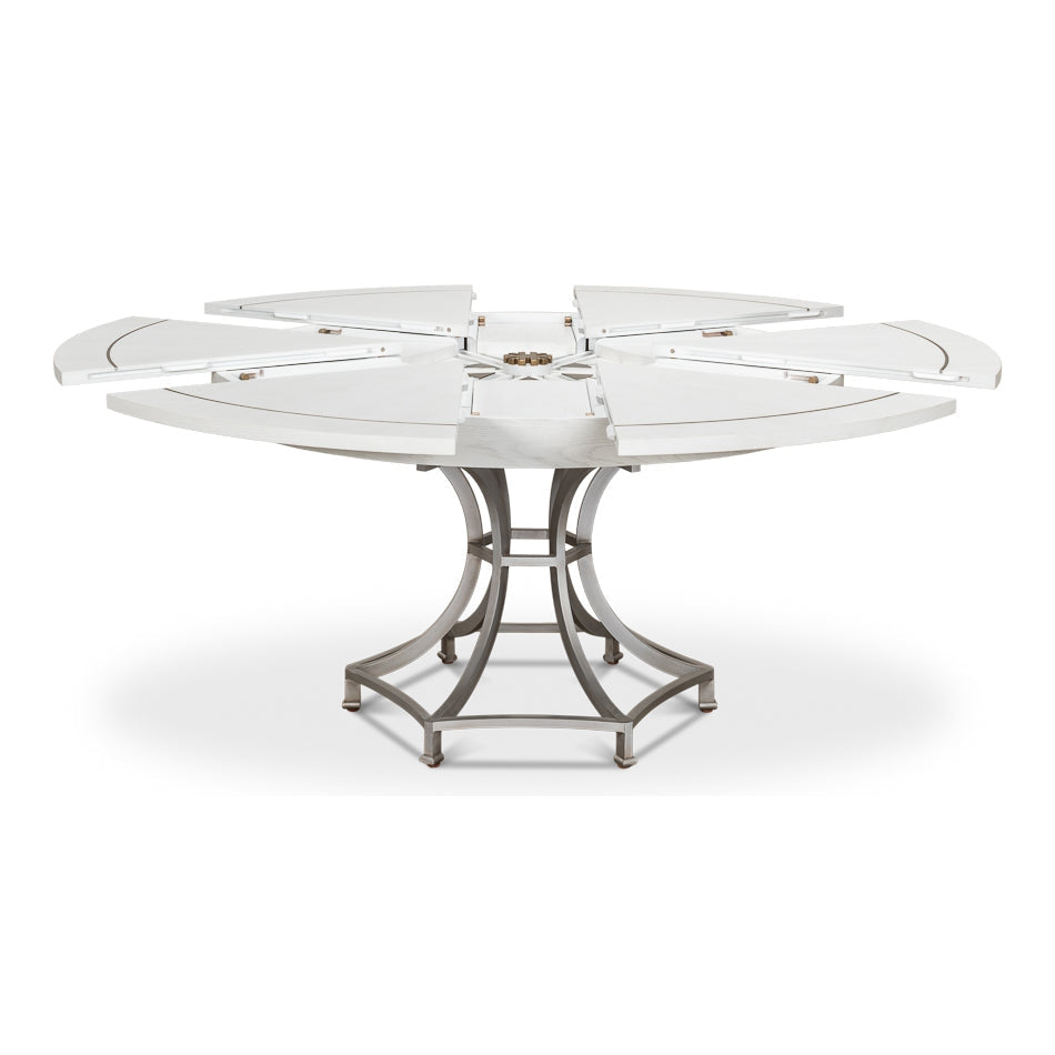 Sunset Jupe Dining Table-SARREID-SARREID-78-155-1-Dining TablesMedium-Heather Grey & Dark Hammered-12-France and Son