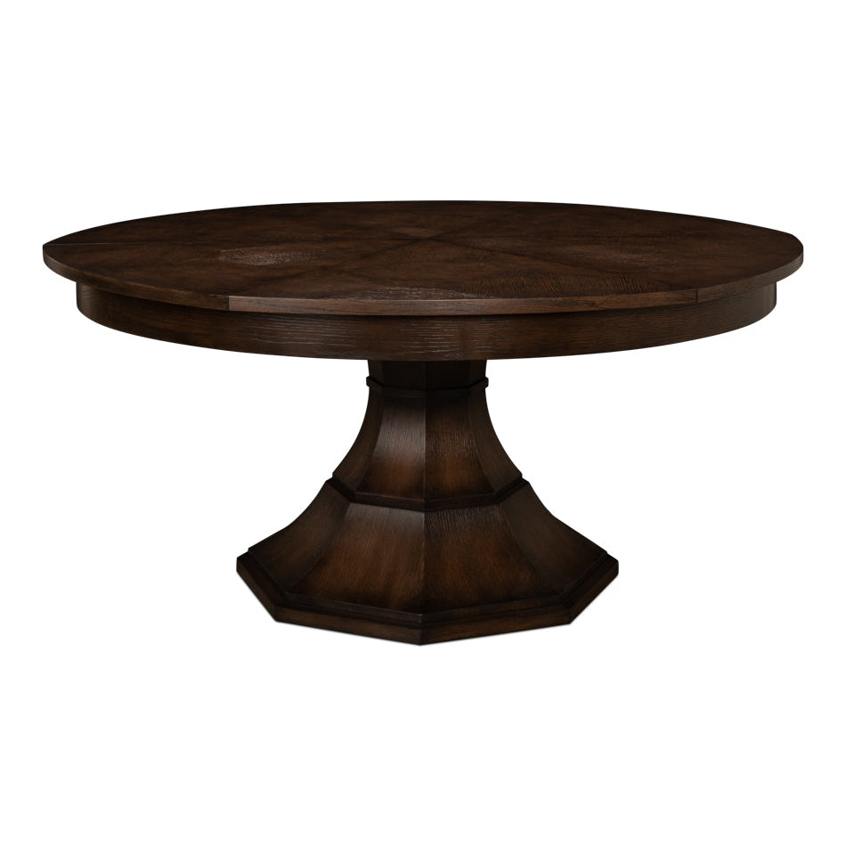 Giselle Jupe Dining Table-SARREID-SARREID-78-163-3-Dining TablesMedium-Burnt Brown Oak Finish-17-France and Son