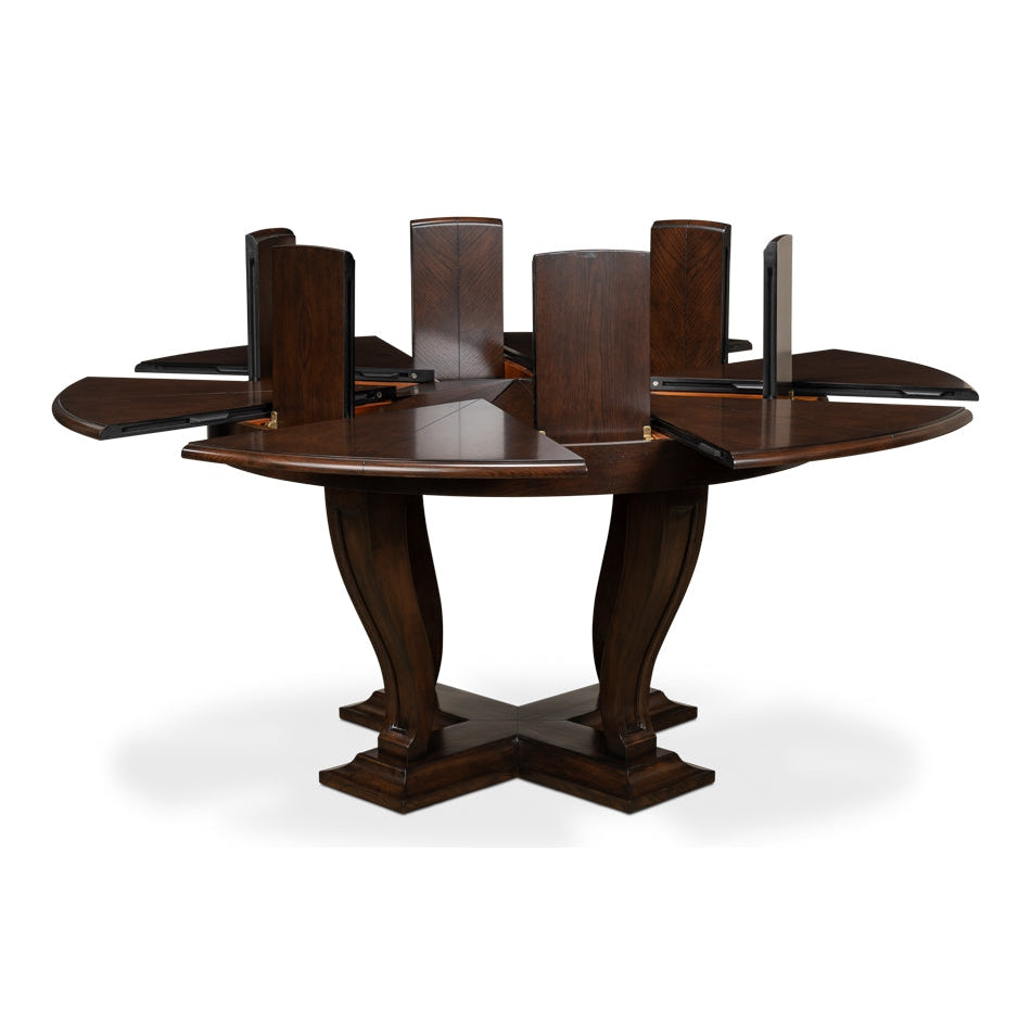 Metropolitan Jupe Dining Table-SARREID-SARREID-78-127-Dining TablesMedium-Old World Walnut Finish-7-France and Son