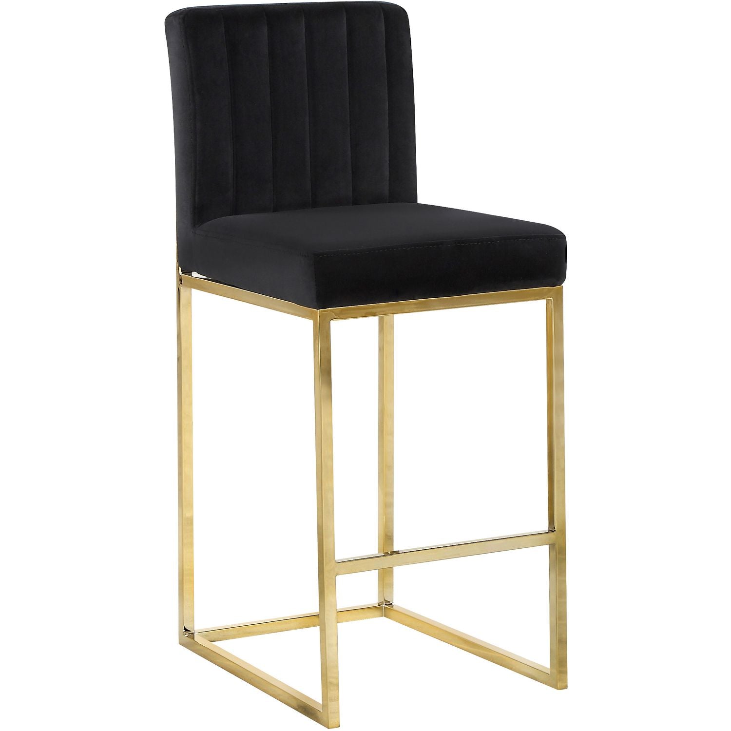Giselle Velvet Upholstered Counter Stool — Black / Gold