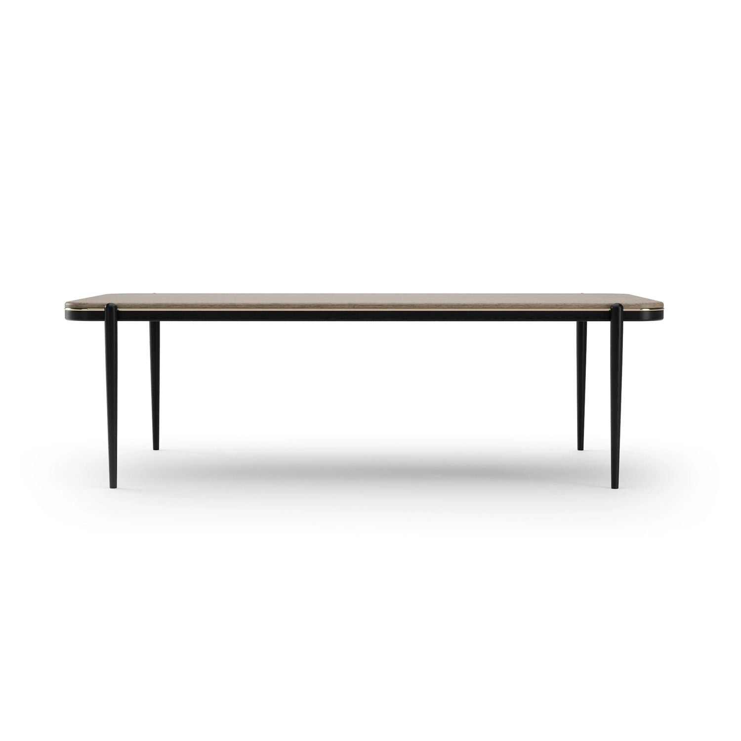 Madera Rectangular Dining Table 94.5, shown in light oak brown and black with wood and wood veneer.