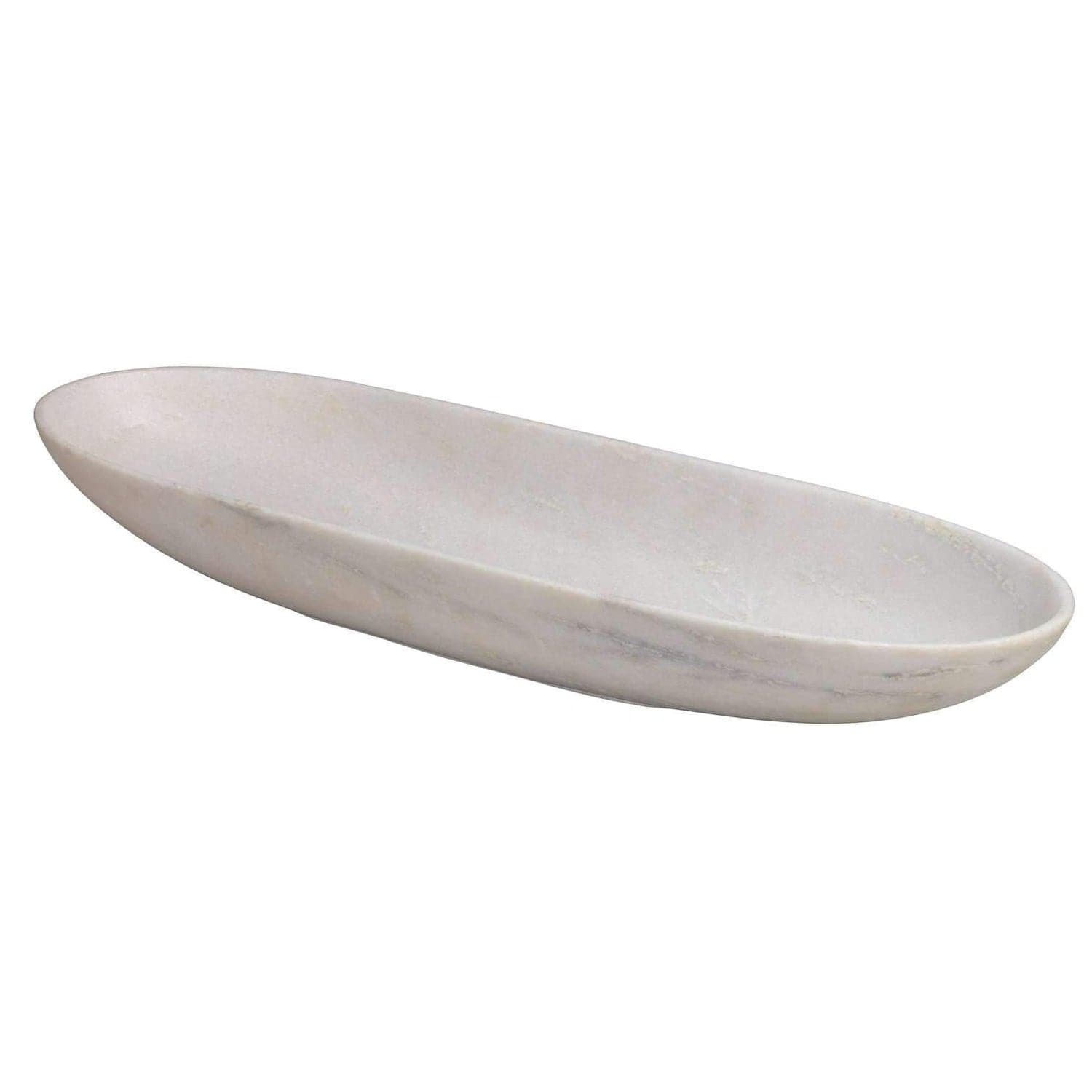 Long Oval Marble Bowl in White Marble-Jamie Young-JAMIEYO-7LONG-BOWH-Bowls-1-France and Son