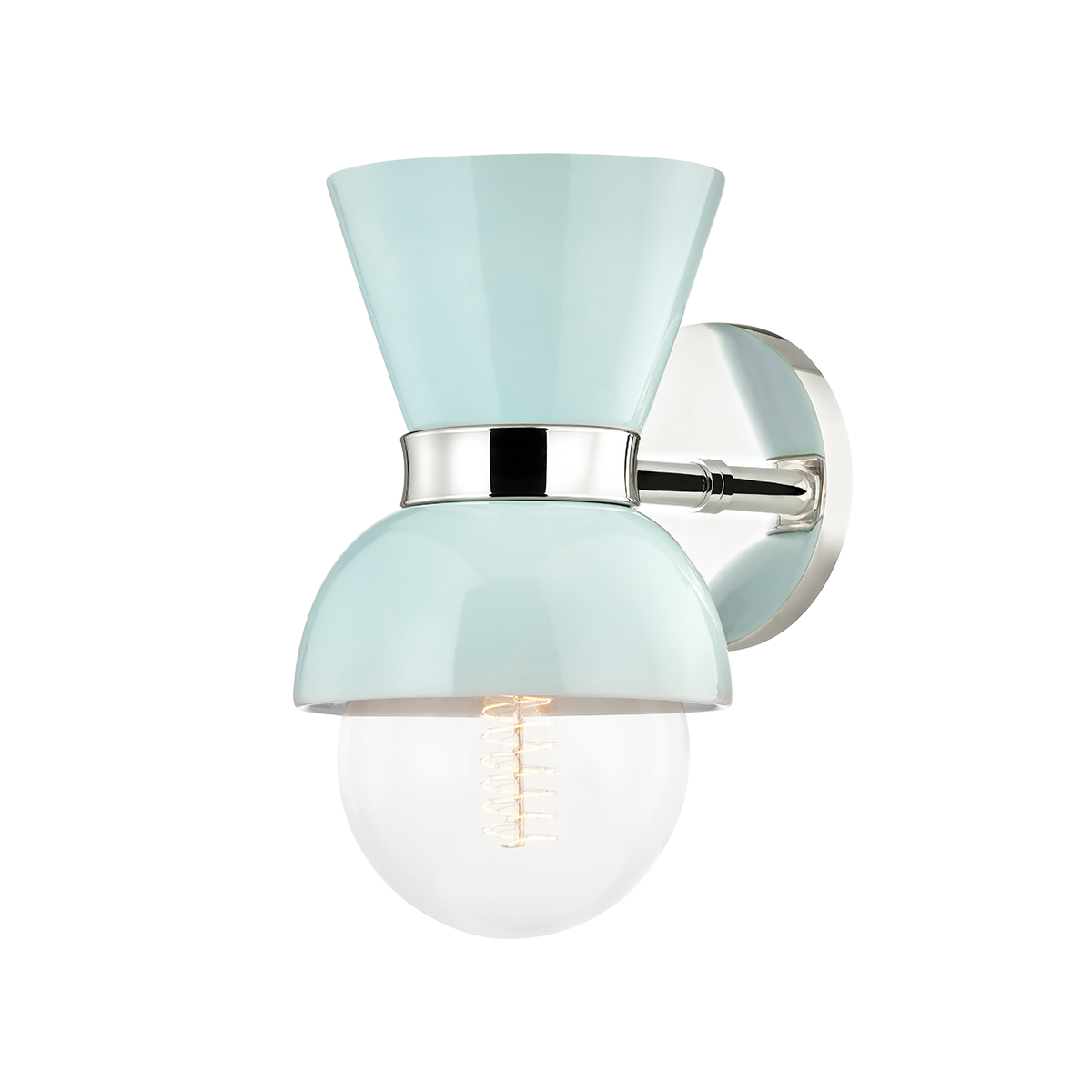 Gillian 1 Light Wall Sconce-Mitzi-HVL-H469101-PN/CRB-Outdoor Wall SconcesPolished Nickel / Ceramic Gloss Robins Egg Blue-2-France and Son