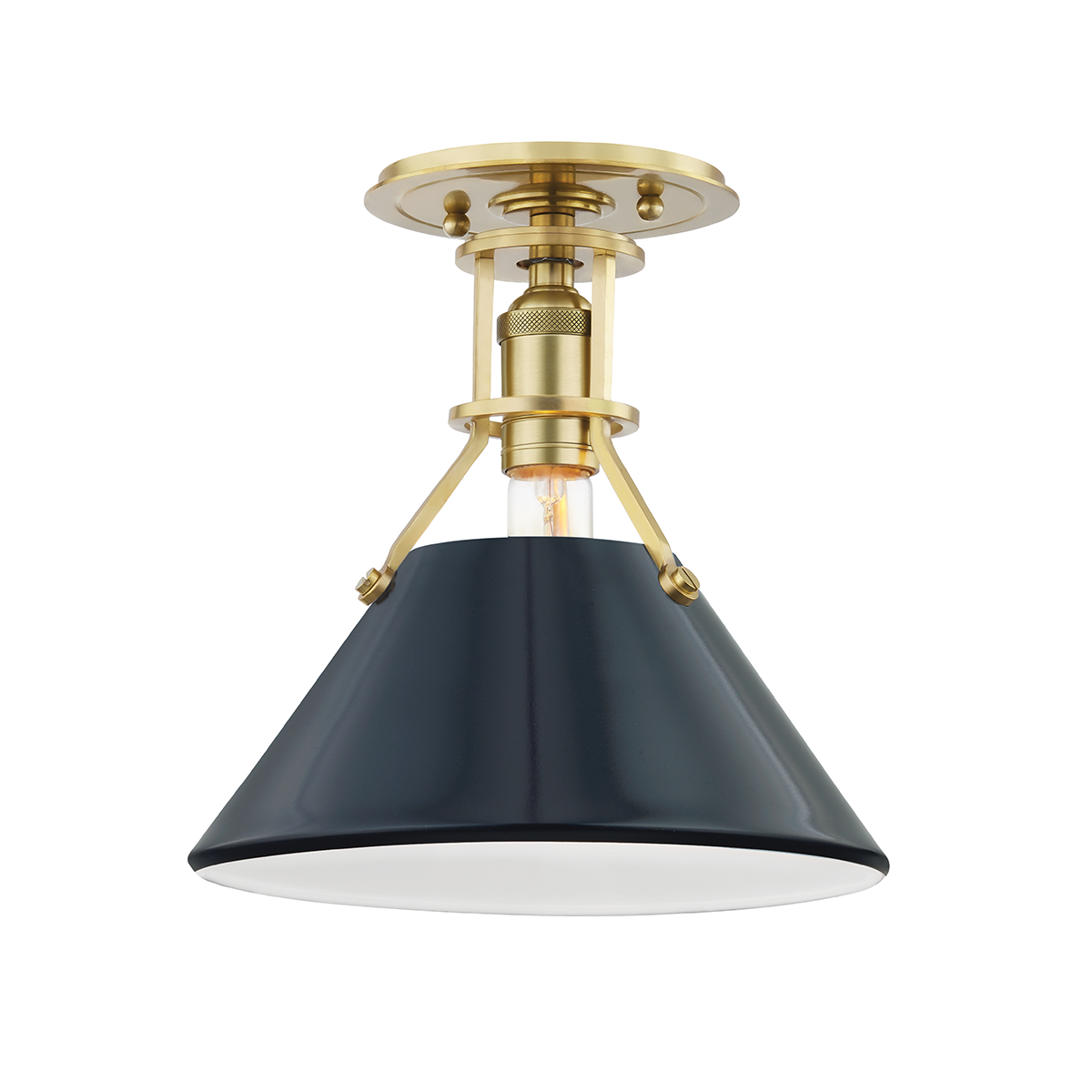 Painted No. 2 - 1 Light Semi Flush-Hudson Valley-HVL-MDS353-AGB/DBL-Flush MountsDarkest Blue / Aged Brass-2-France and Son