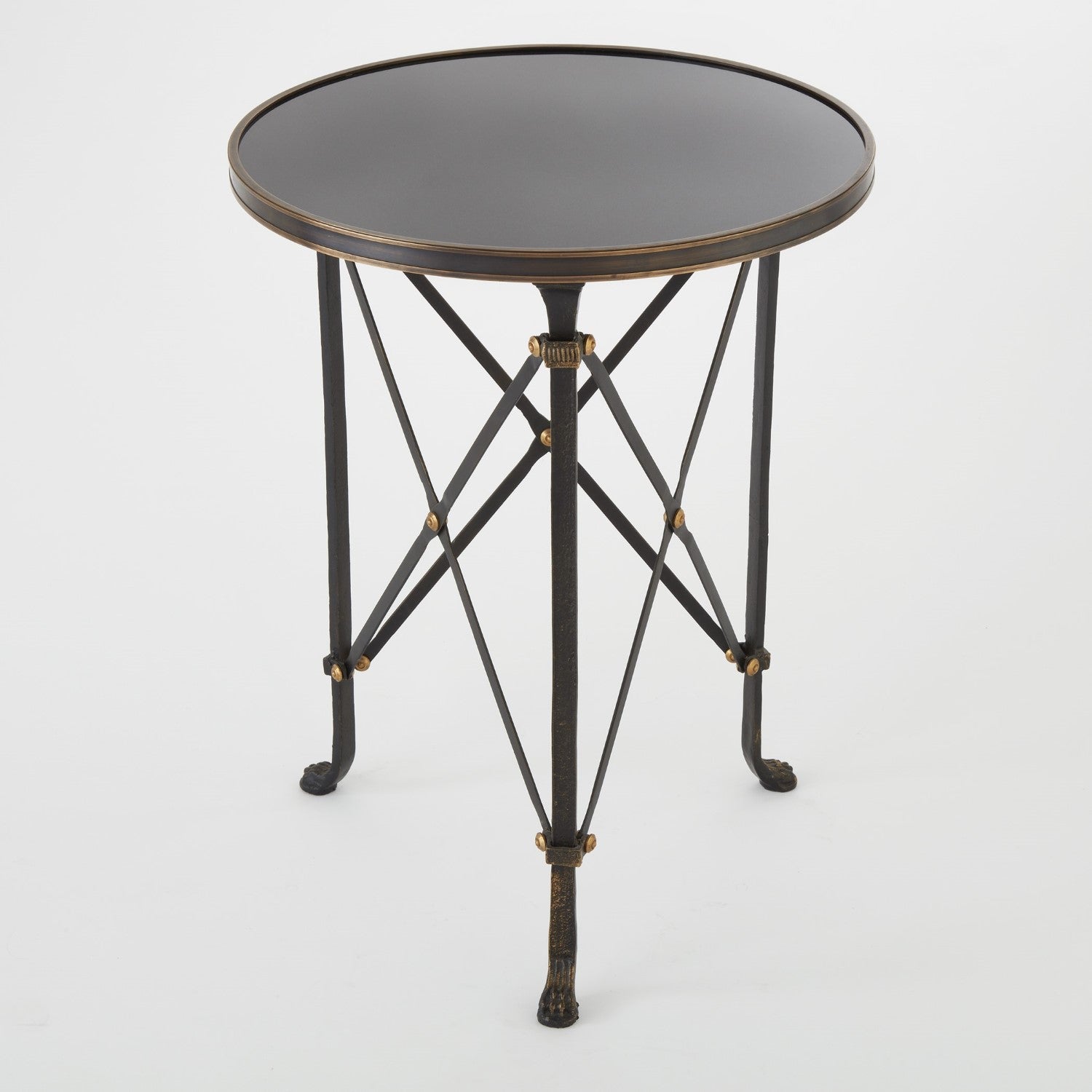 Round Directoire Table-Global Views-GVSA-8.80828-Side TablesIron/Black Granite-2-France and Son