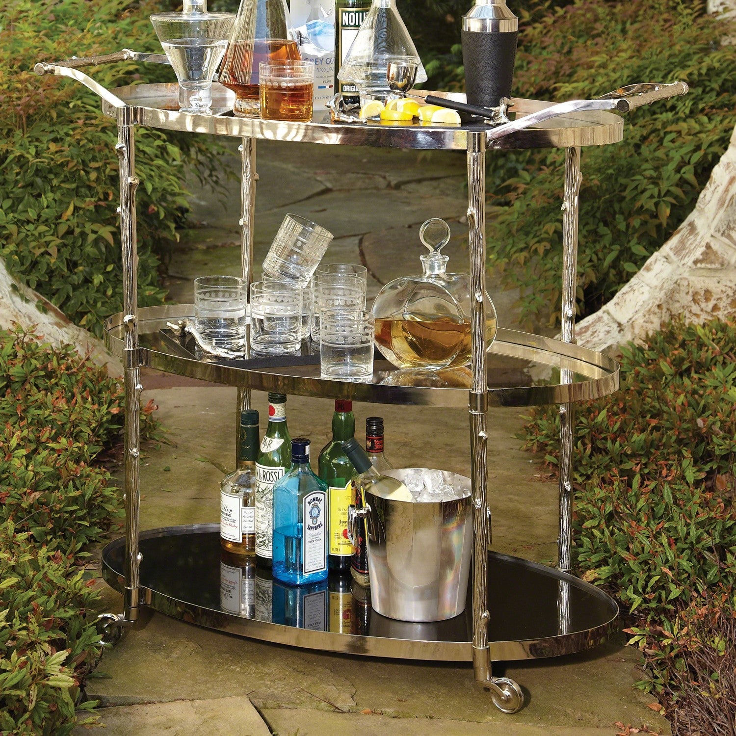 Arbor Bar Cart-Global Views-GVSA-8.82048-Bar DecorNickel-2-France and Son