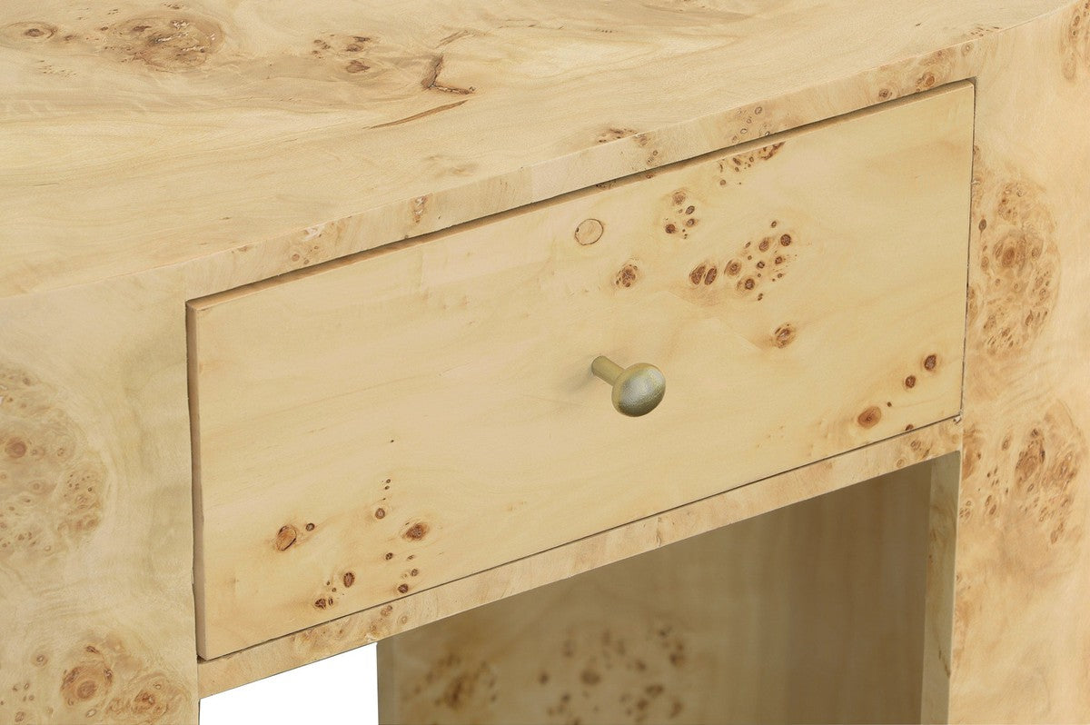 Sequoia Oval End Table - Burl Veneer,Metal Accents