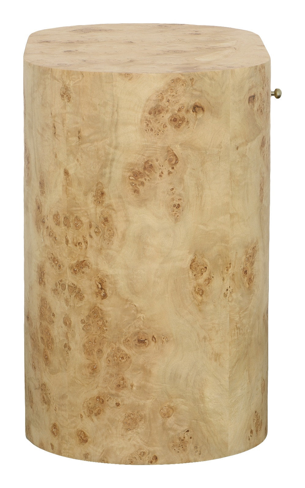 Sequoia Oval End Table - Burl Veneer,Metal Accents
