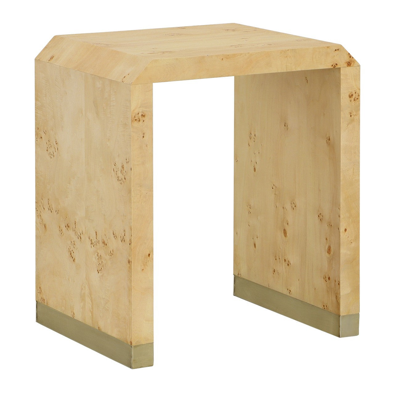 Sequoia Chairside Table - Burl Veneer,Metal Accents