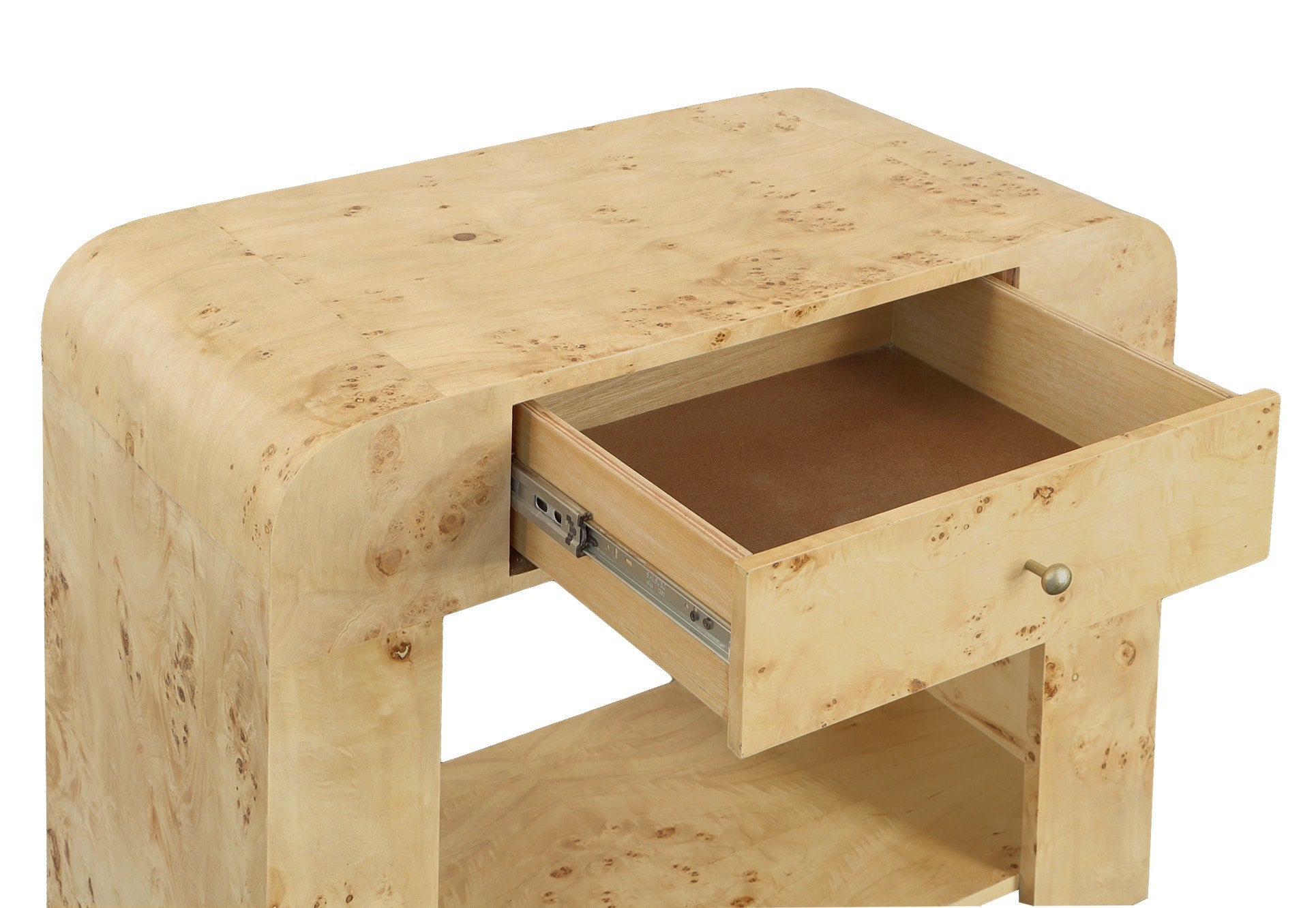 Sequoia End Table - Burl Veneer,Metal Accents
