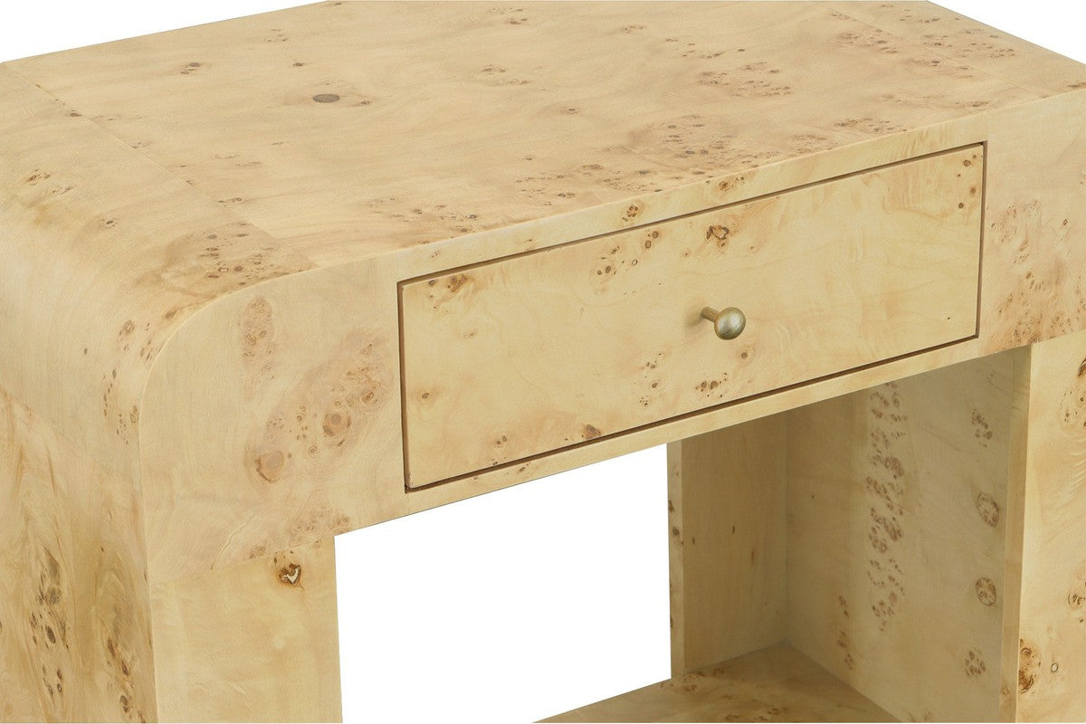 Sequoia End Table - Burl Veneer,Metal Accents