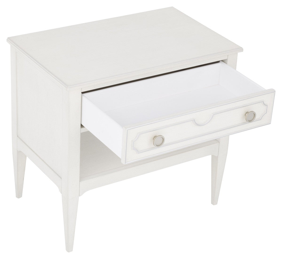 Camille Nightstand - Linen - Walnut Solids and Veneers