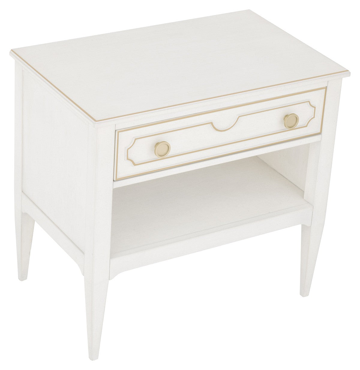 Camille Nightstand - Linen - Walnut Solids and Veneers