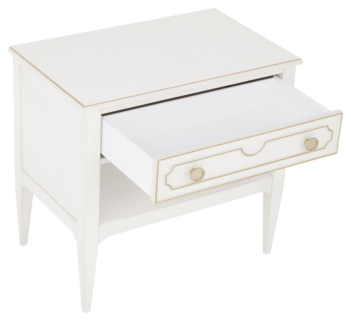 Camille Nightstand - Linen - Walnut Solids and Veneers