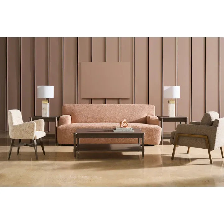 Alternate view of Freya Laminate Square End Table, featuring wood-look laminate, metal, and open lower shelf.