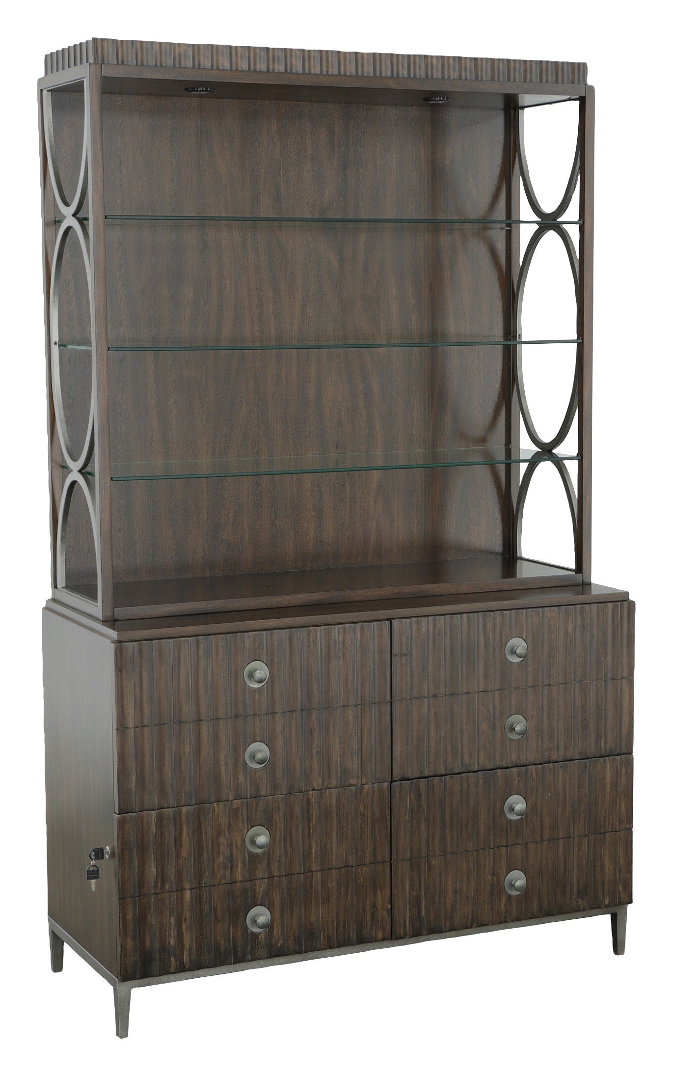 West Camden Lateral File Cabinet - Tahitian Pearl - Metal, Walnut Solids and Veneers