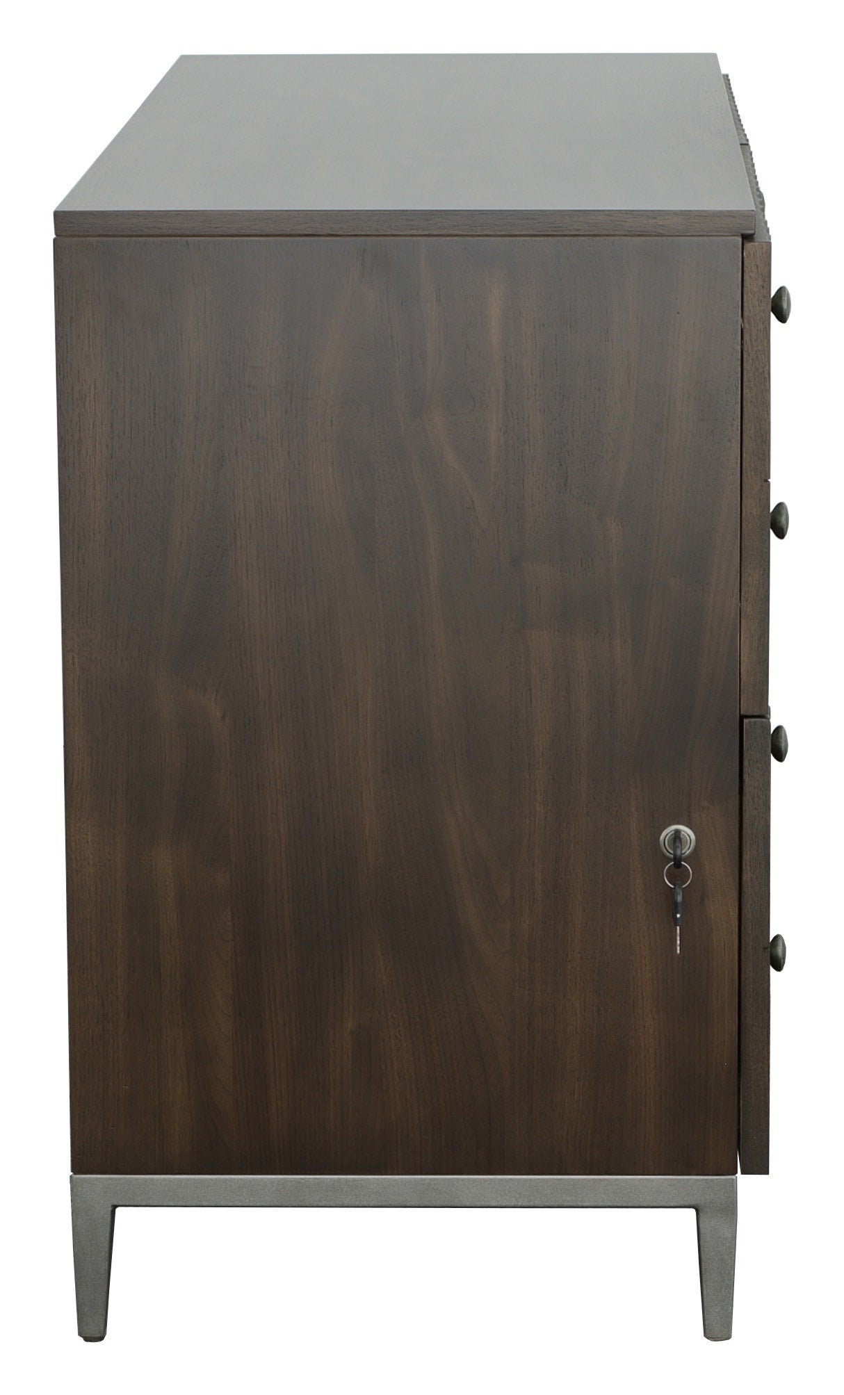 West Camden Lateral File Cabinet - Tahitian Pearl - Metal, Walnut Solids and Veneers