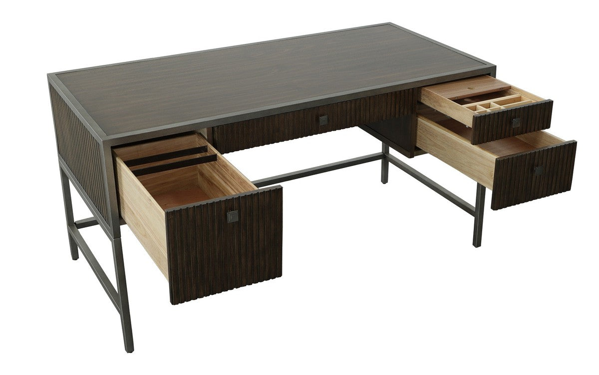 West Camden Writing Desk - Tahitian Pearl - Metal, Walnut Solids and Veneers