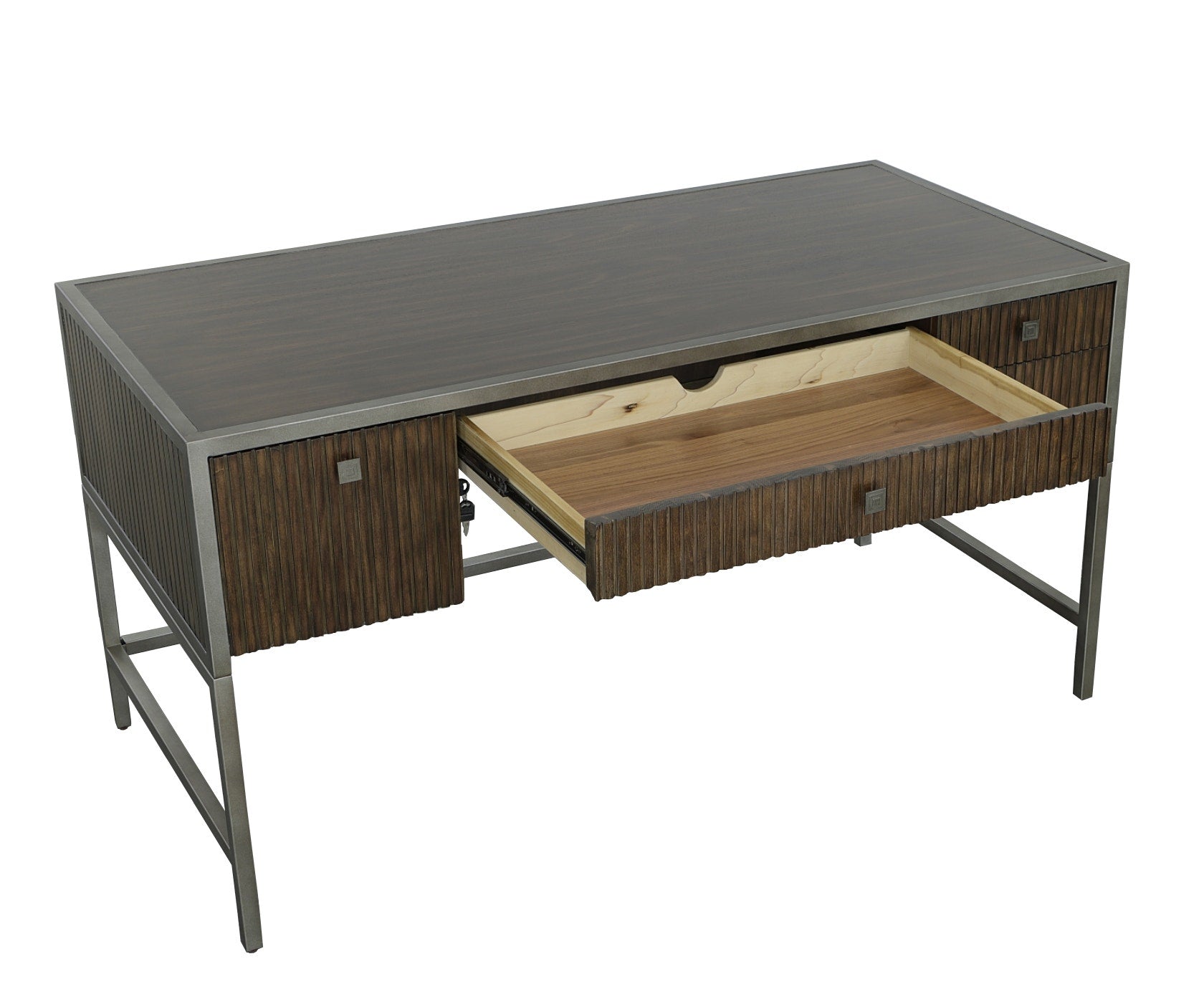 West Camden Writing Desk - Tahitian Pearl - Metal, Walnut Solids and Veneers