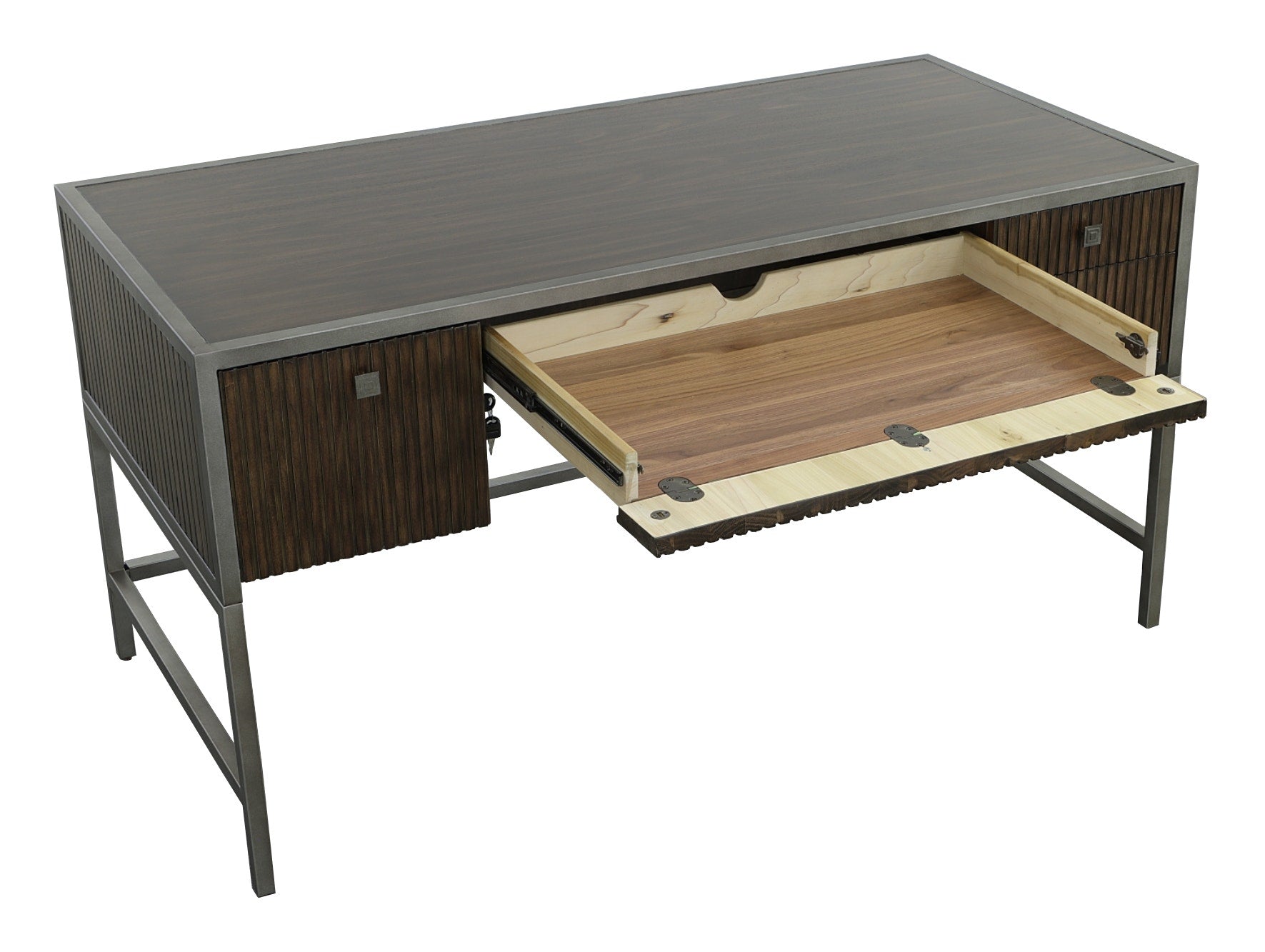 West Camden Writing Desk - Tahitian Pearl - Metal, Walnut Solids and Veneers