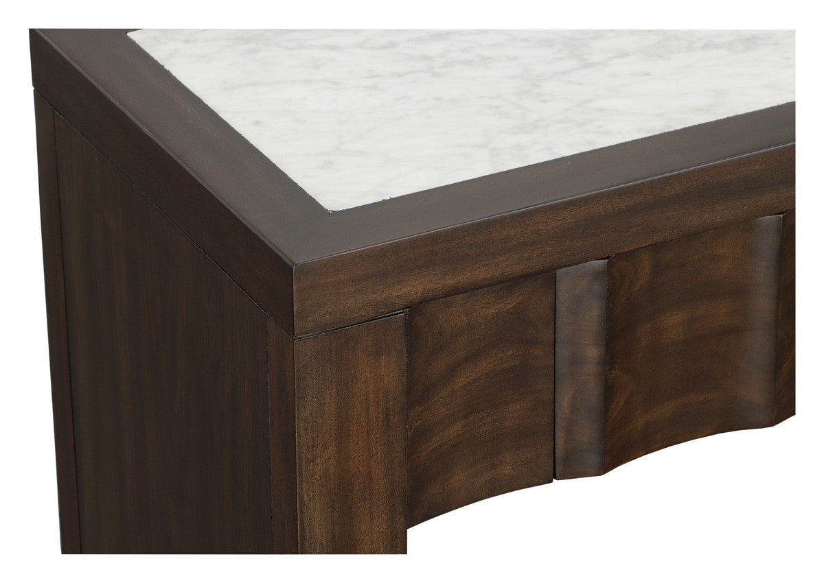 West Camden Three Drawer Console - Tahitian Pearl - Walnut Solids and Veneers, Stone