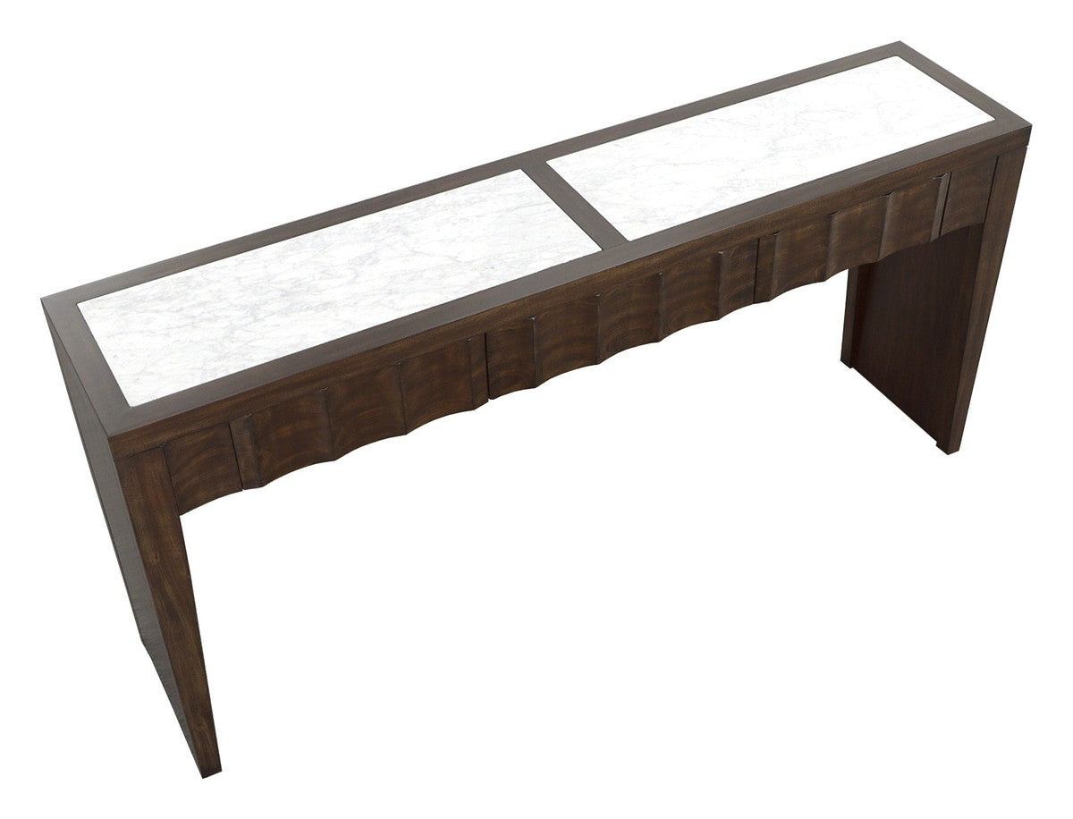 West Camden Three Drawer Console - Tahitian Pearl - Walnut Solids and Veneers, Stone