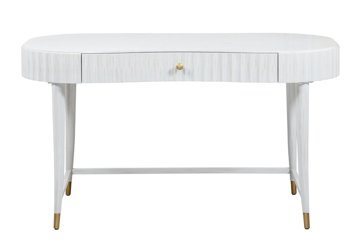 East Camden Vanity Desk - Pearl - Metal,  Poplar Solids & Veneers