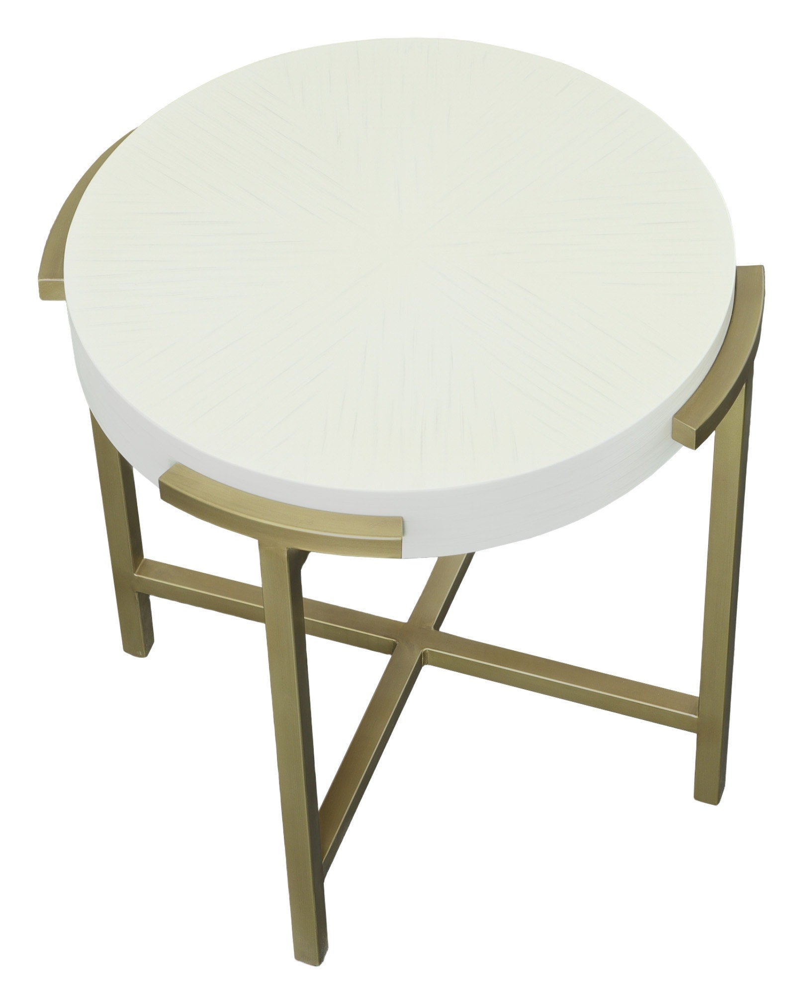 East Camden Round End Table - Pearl - Metal, Poplar Solids & Veneers