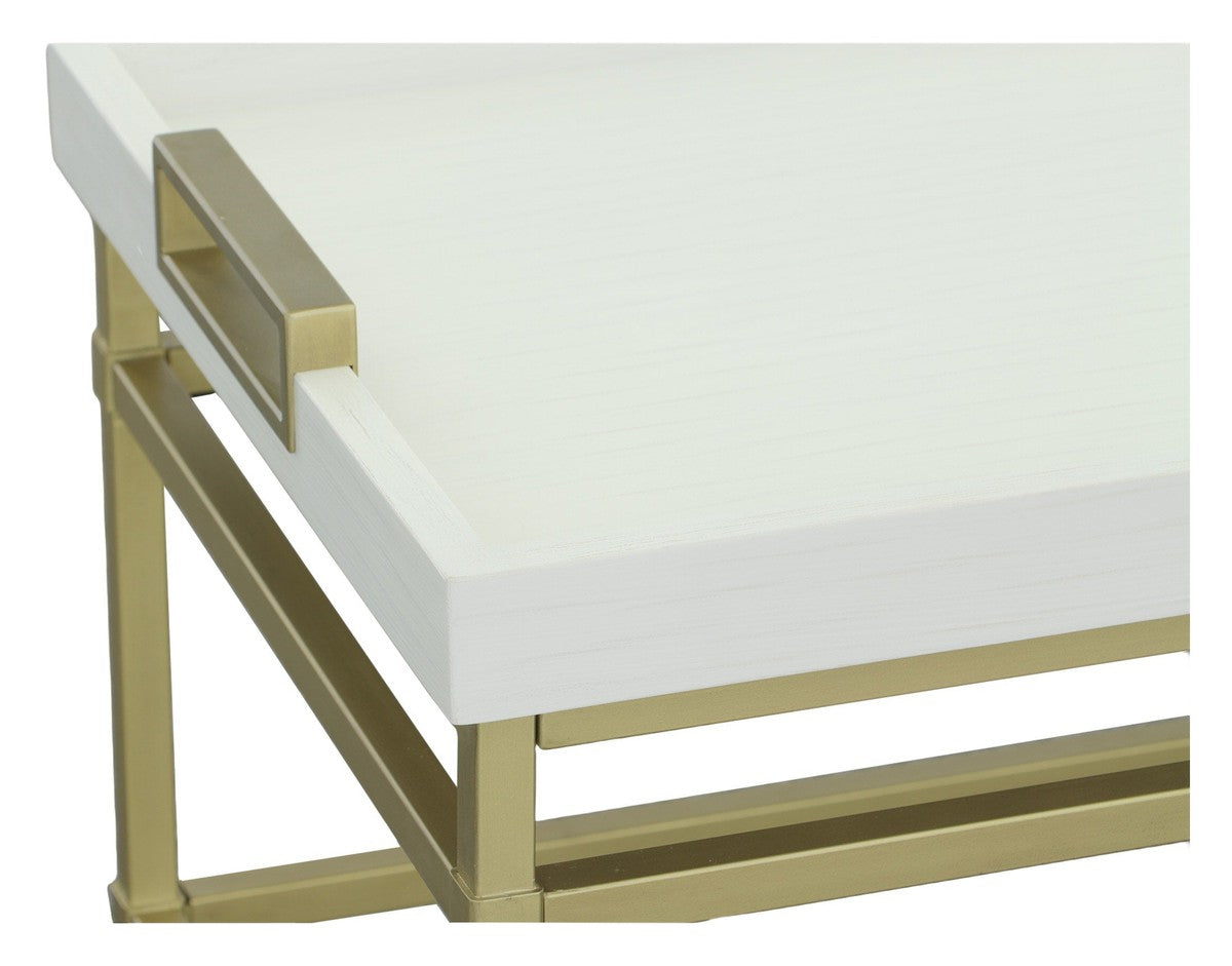 East Camden Rectangular Cocktail Table - Pearl - Metal, Poplar Solids & Veneers