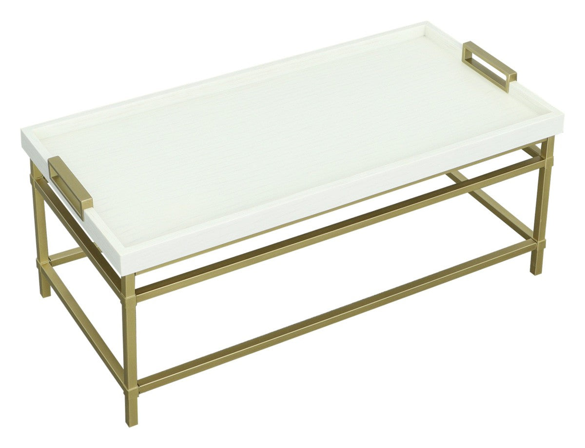 East Camden Rectangular Cocktail Table - Pearl - Metal, Poplar Solids & Veneers