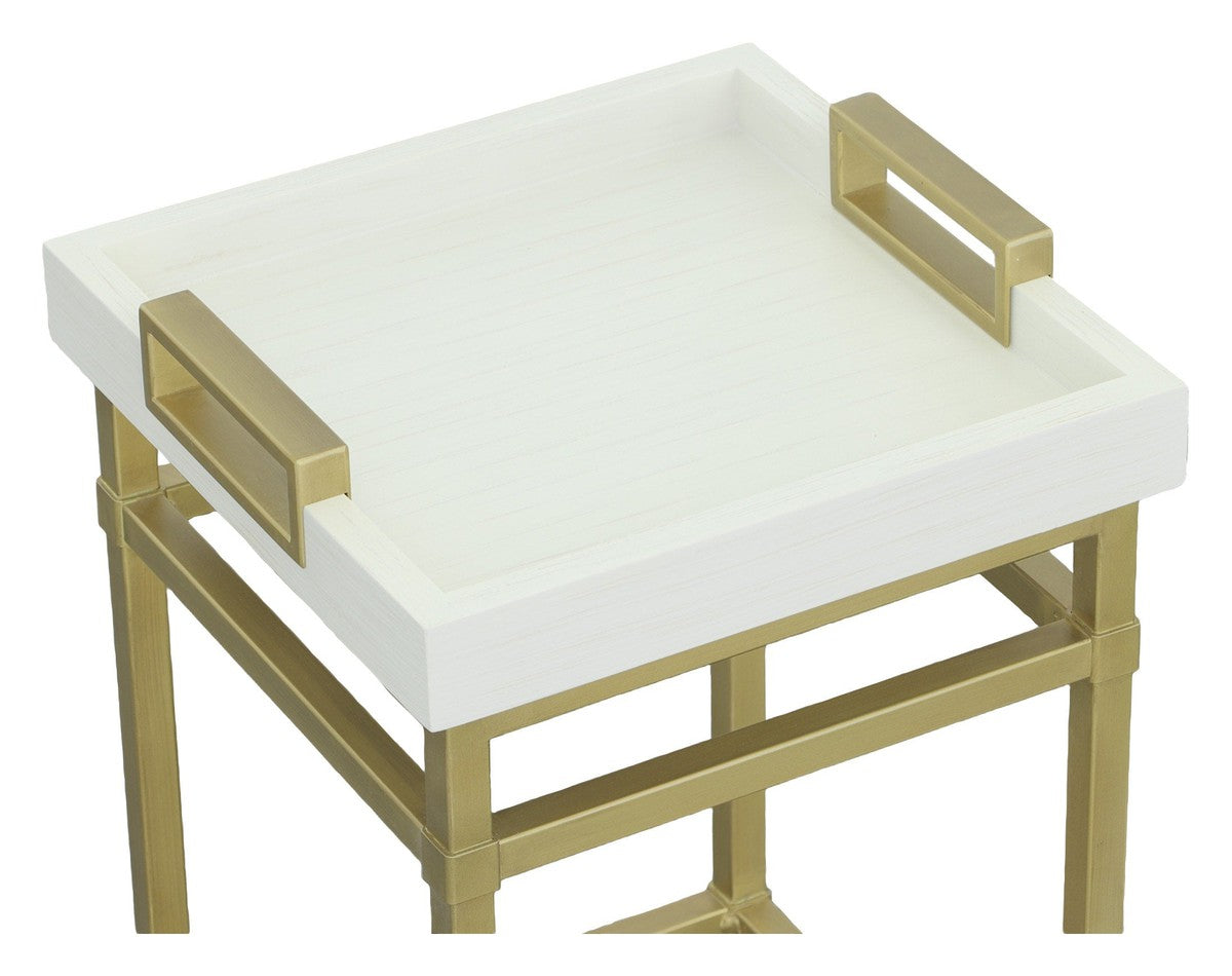 East Camden Drink Table - Pearl - Metal, Poplar Solids & Veneers