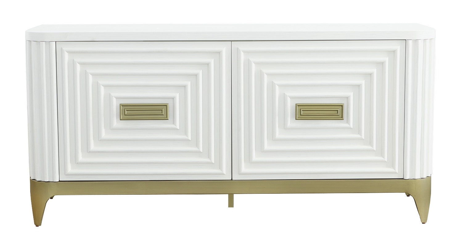 East Camden Credenza - Pearl - Metal, Poplar Solids & Veneers