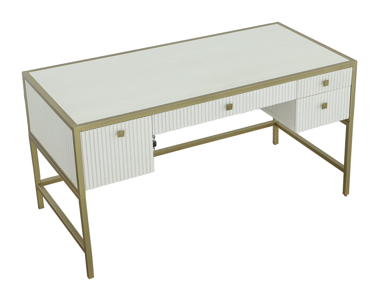 East Camden Writing Desk - Pearl - Metal, Poplar Solids & Veneers