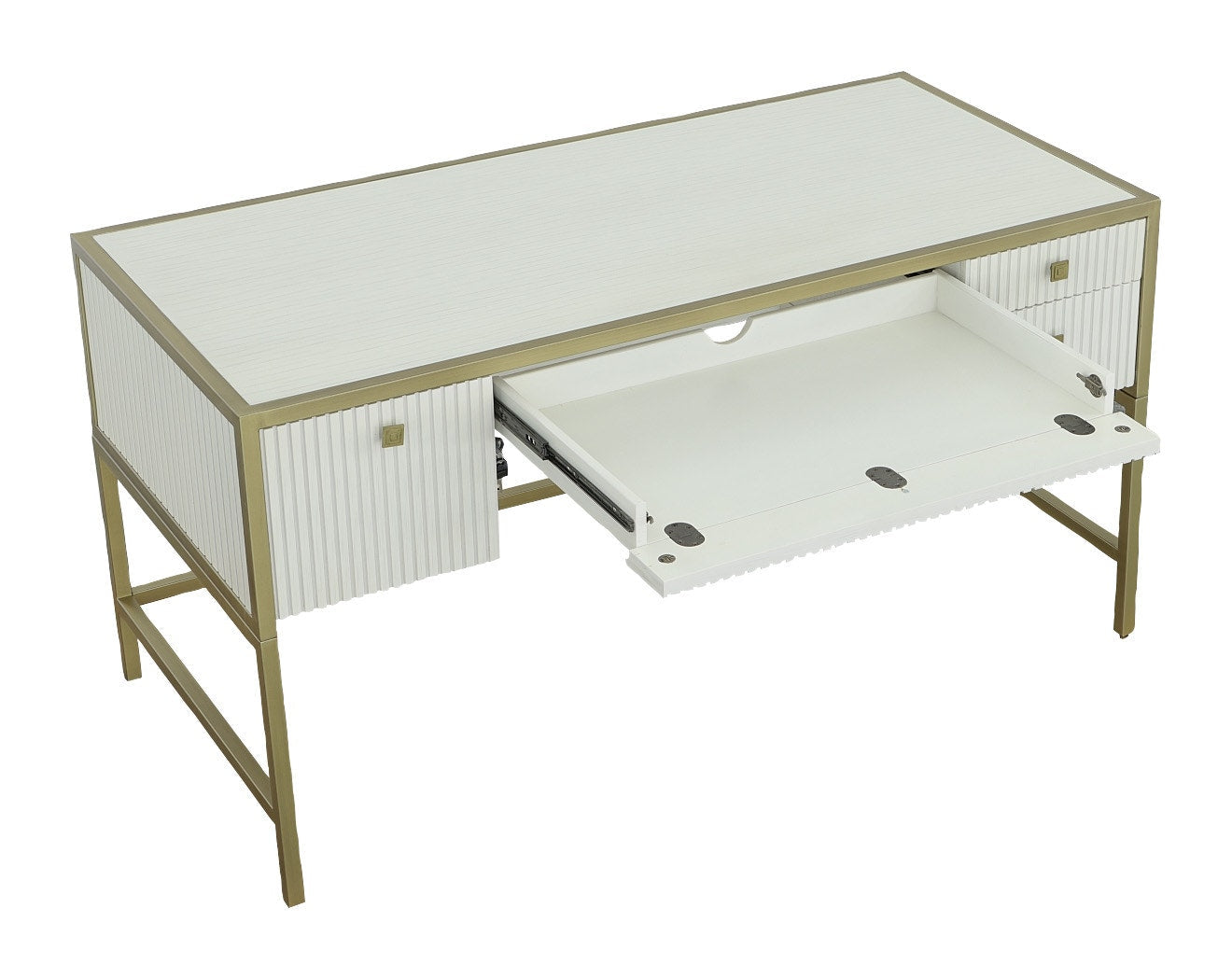 East Camden Writing Desk - Pearl - Metal, Poplar Solids & Veneers