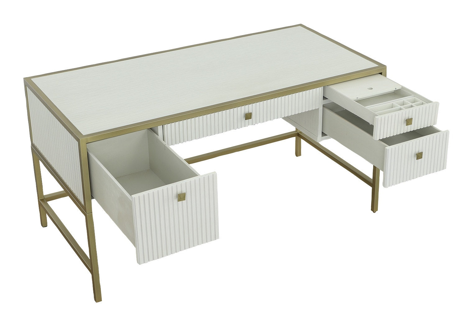 East Camden Writing Desk - Pearl - Metal, Poplar Solids & Veneers