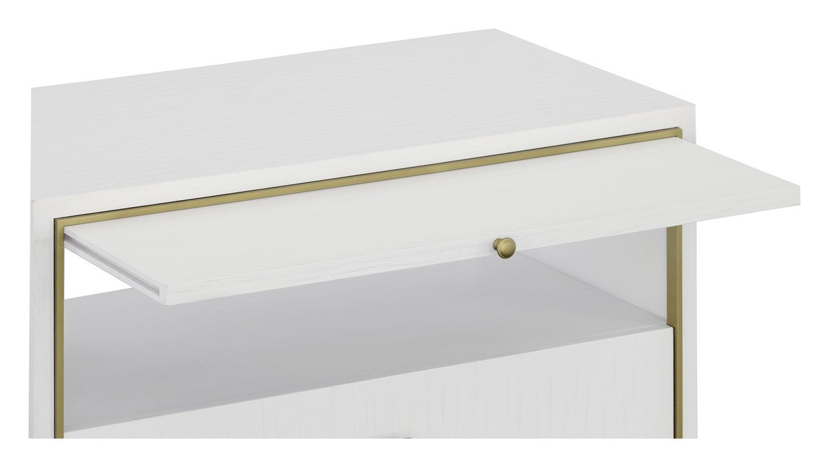 East Camden Nightstand - Pearl - Metal Accents,Poplar Solids and Veneers