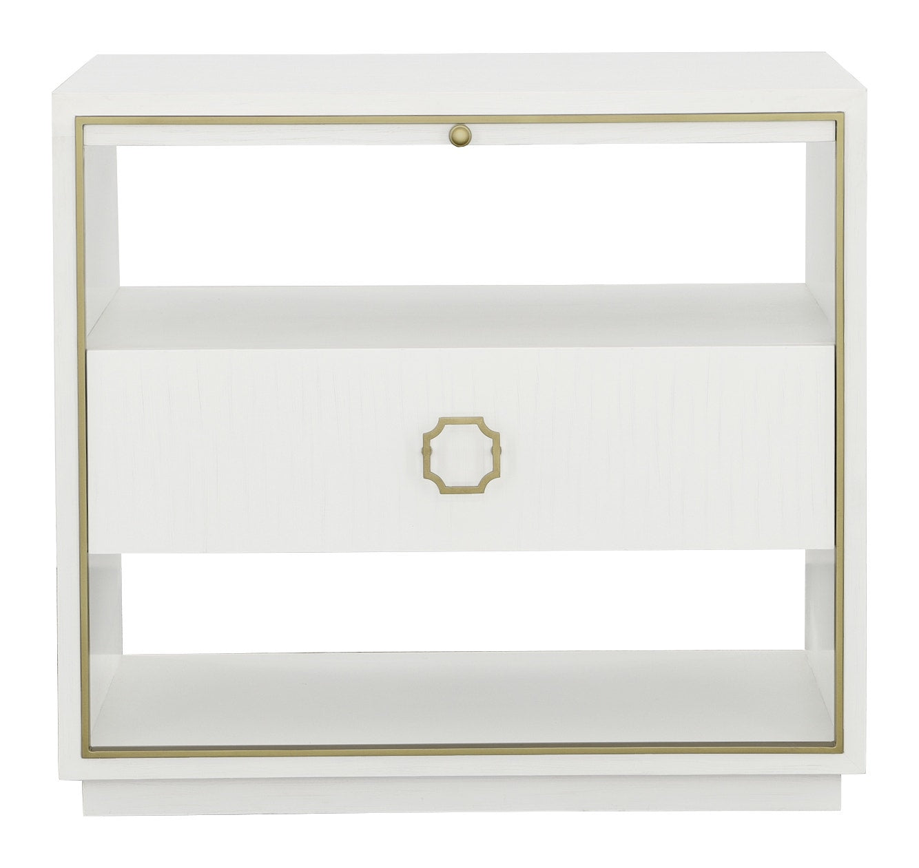 East Camden Nightstand - Pearl - Metal Accents,Poplar Solids and Veneers