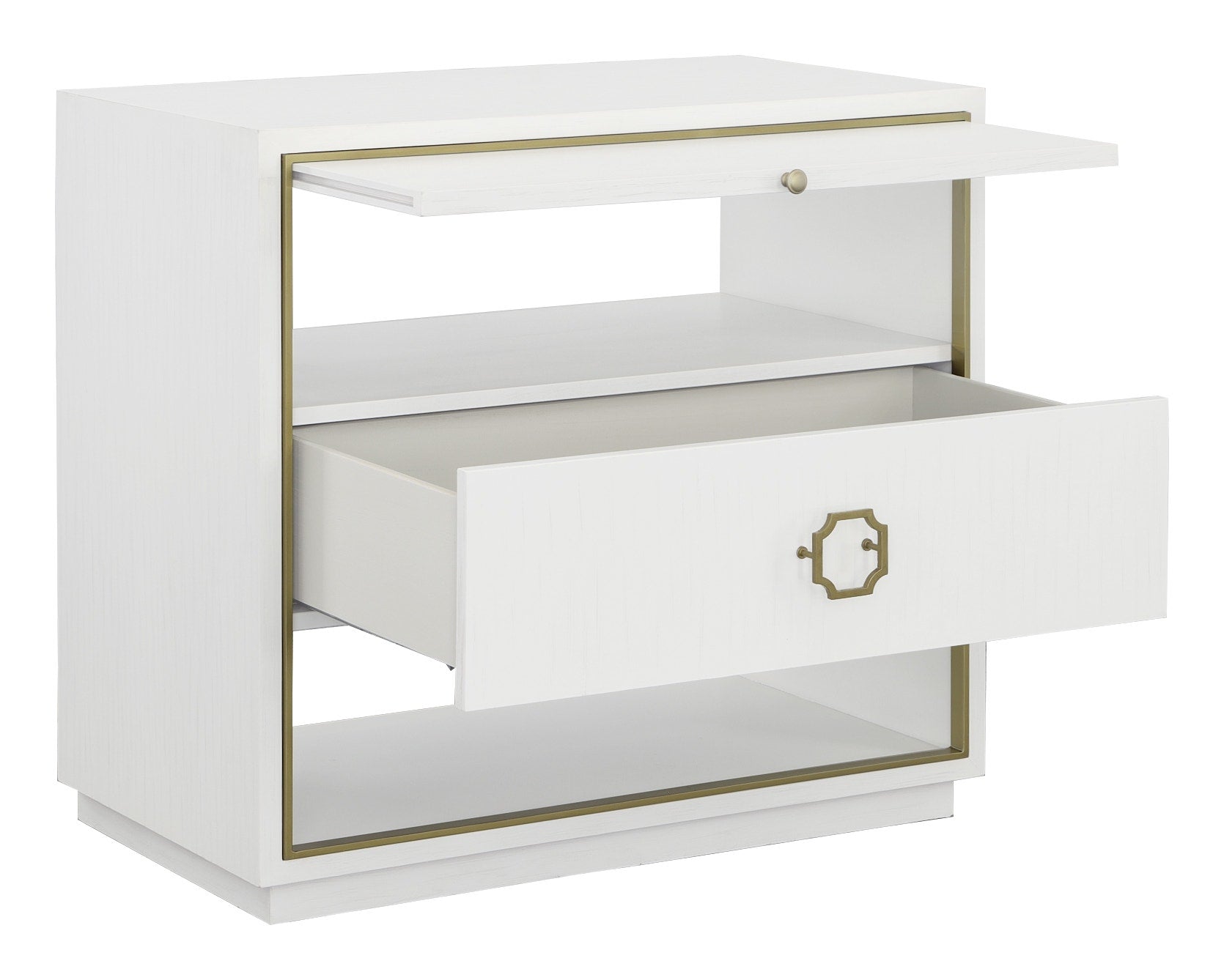 East Camden Nightstand - Pearl - Metal Accents,Poplar Solids and Veneers