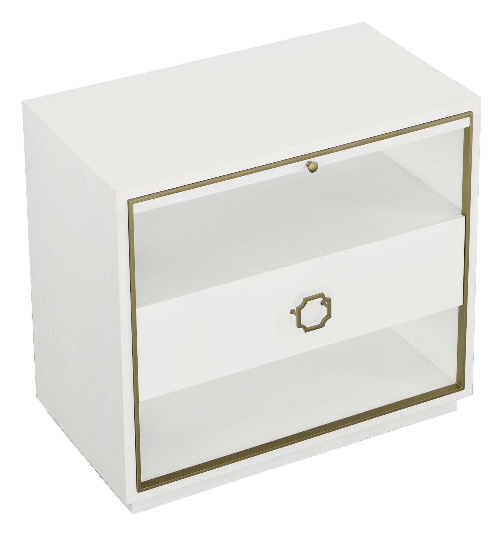 East Camden Nightstand - Pearl - Metal Accents,Poplar Solids and Veneers