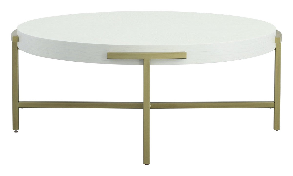 East Camden Round Cocktail Table - Pearl - Metal, Poplar Solids & Veneers