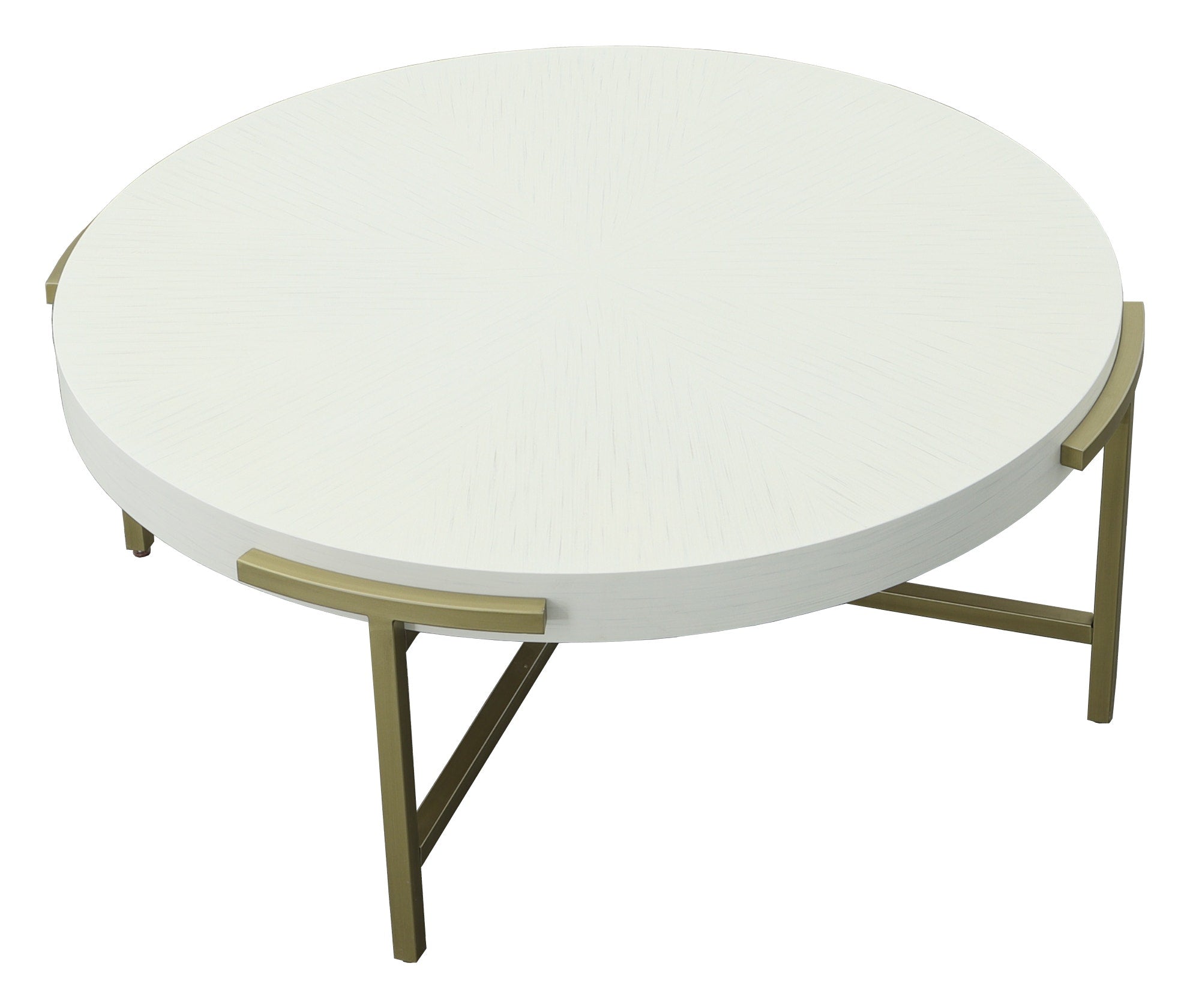 East Camden Round Cocktail Table - Pearl - Metal, Poplar Solids & Veneers