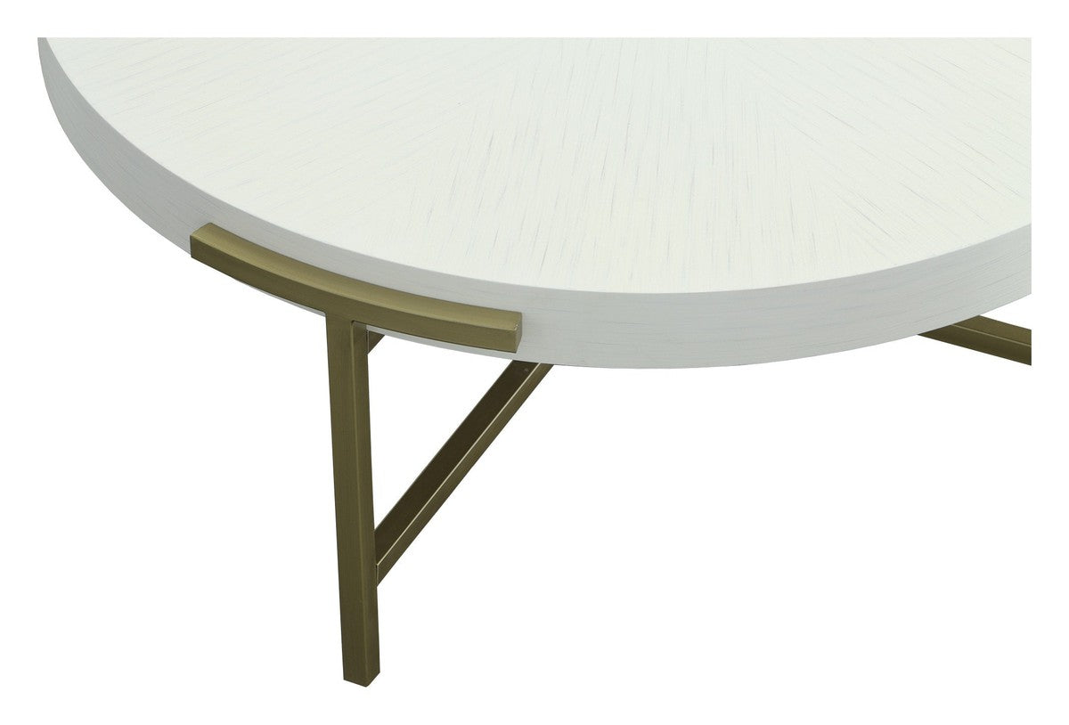 East Camden Round Cocktail Table - Pearl - Metal, Poplar Solids & Veneers