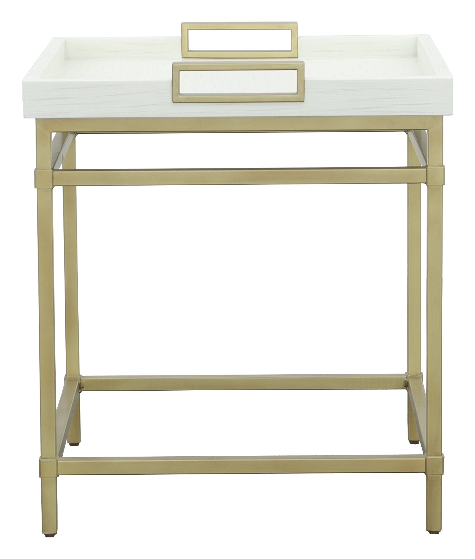 East Camden End Table - Pearl - Metal, Poplar Solids & Veneers