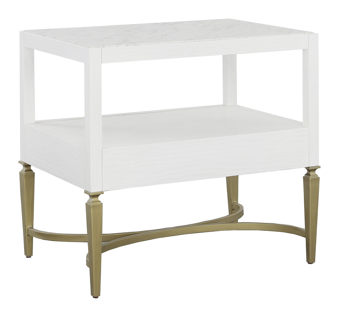 East Camden Nightstand - Pearl - Metal Accents,Poplar Solids and Veneers