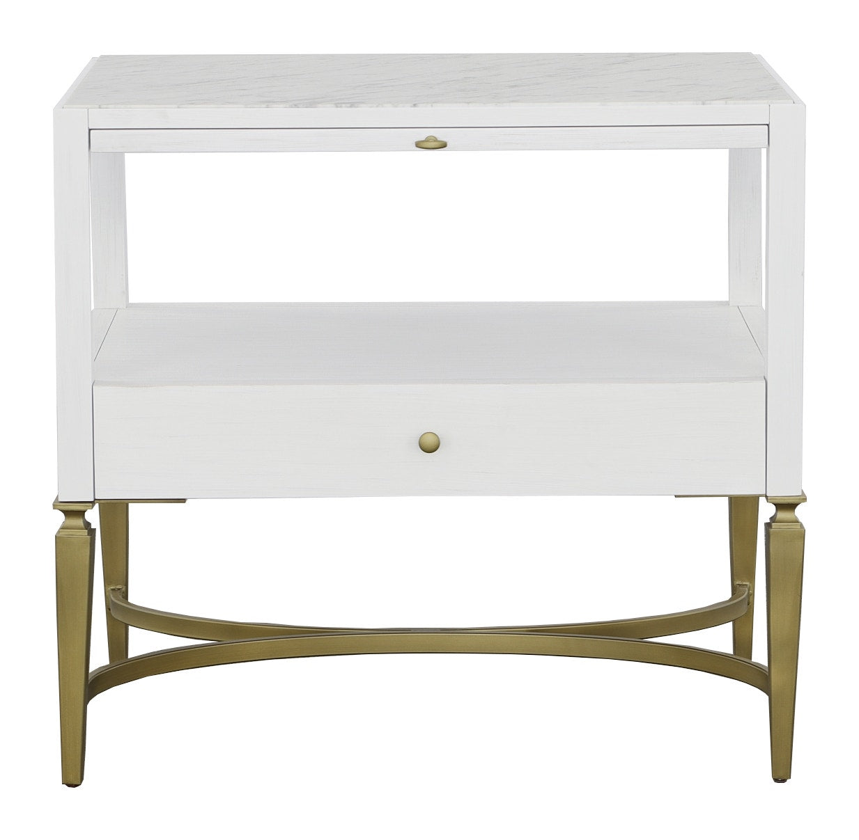 East Camden Nightstand - Pearl - Metal Accents,Poplar Solids and Veneers