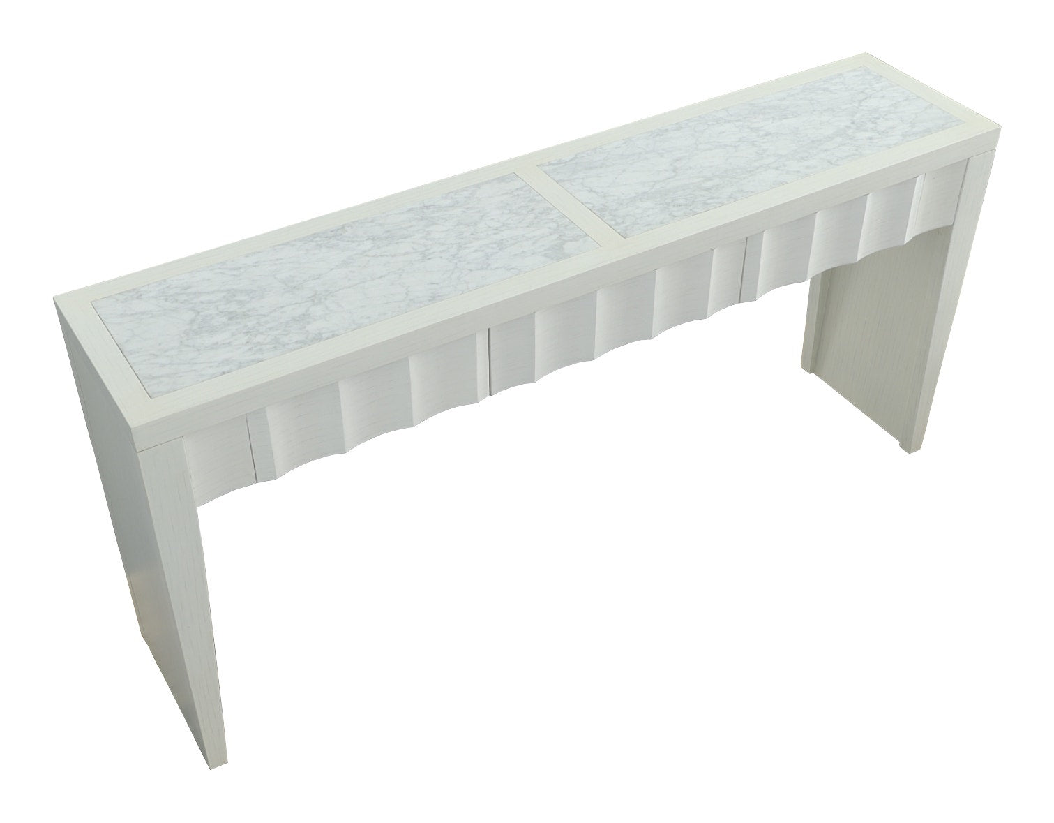 East Camden Three Drawer Console - Pearl - Poplar Solids & Veneers, Stone